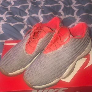 Gray and pink Jordan’s